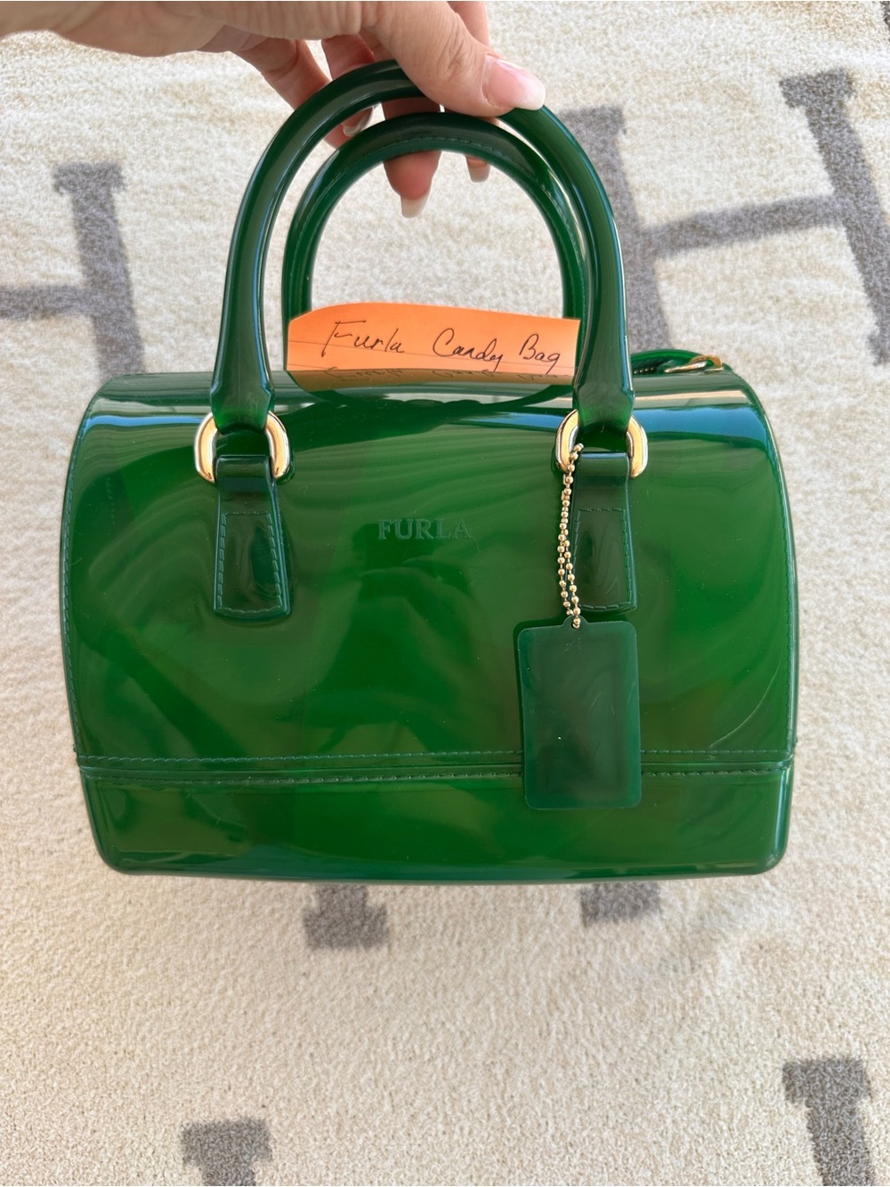 Furla Green Mini Candy Bag - Patent Top-Handle Satchel small size